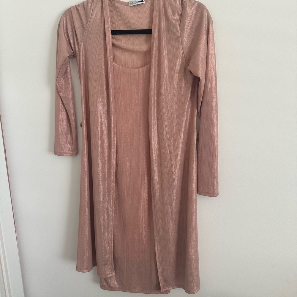 Fashion Nova Metallic Pink Dress Set